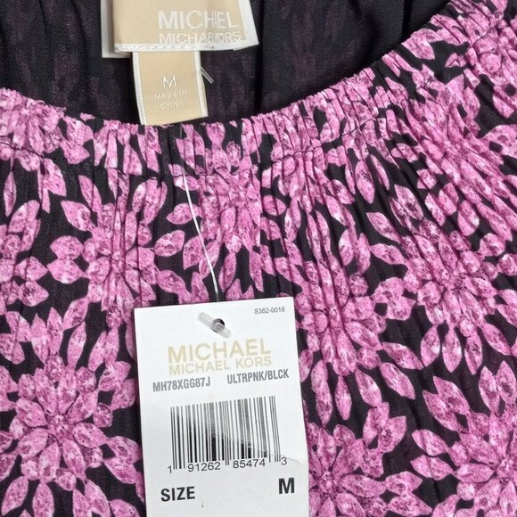 Michaels Kors purple floral off-shoulder dress with belt - NWT Size M - Picture 3 of 14
